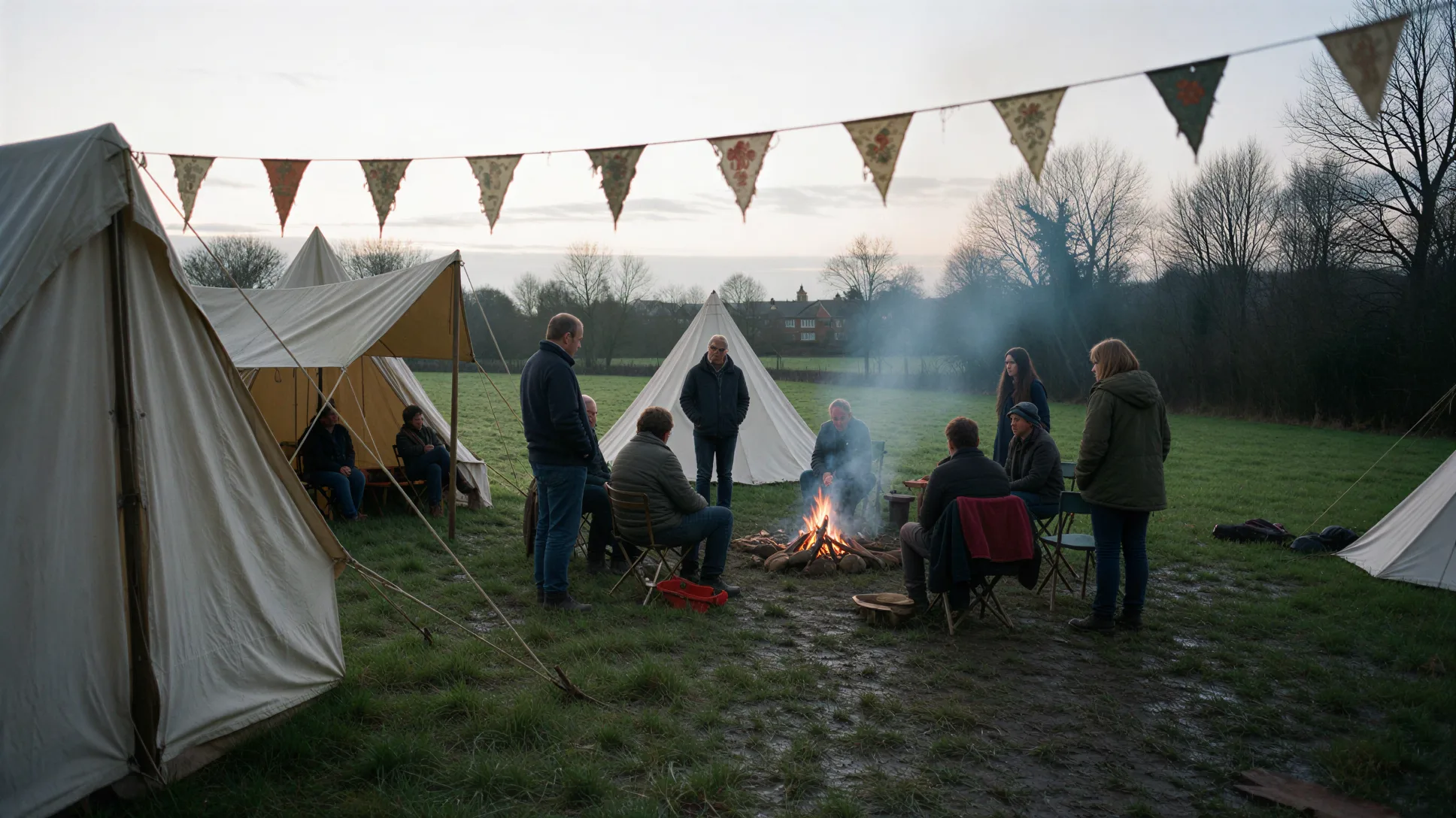 A group gathered around a campfire
