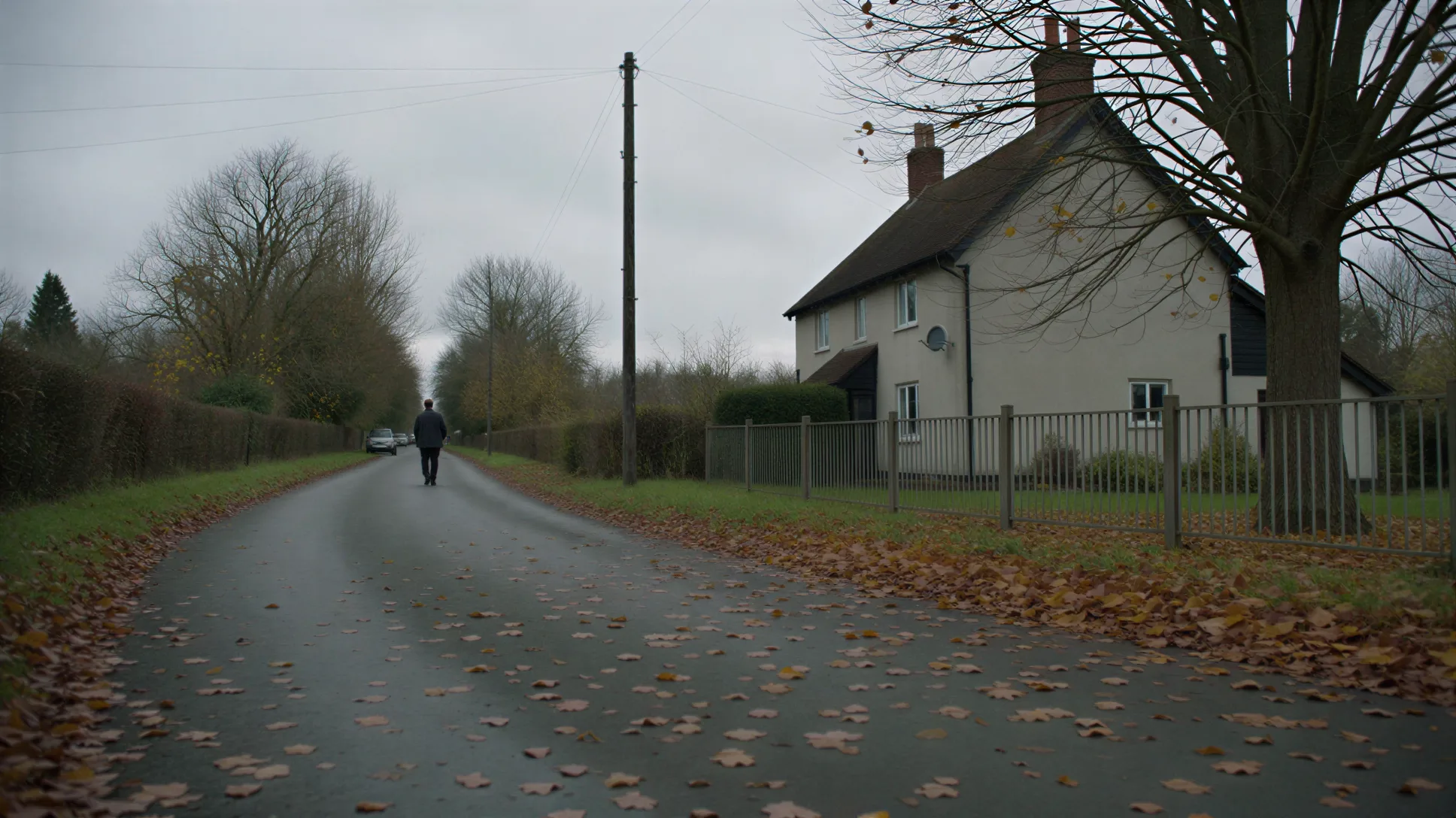 A quiet country lane in late autumn